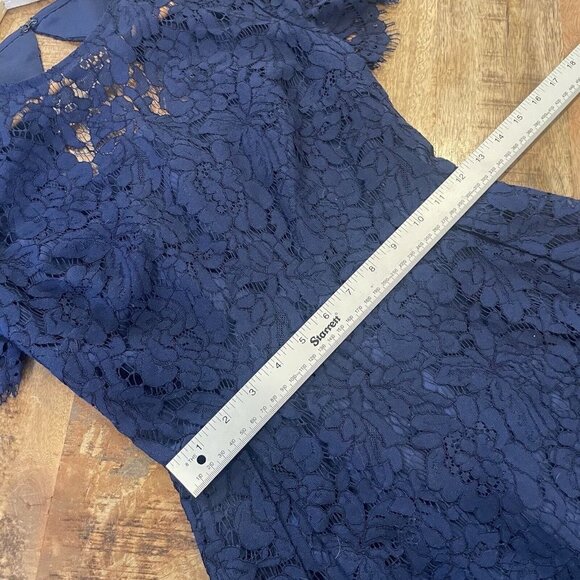 TRUTH & FABLE Women XSmall Lace Dress  Bridesmaid Midi Blue Modest Church Social - Picture 9 of 14